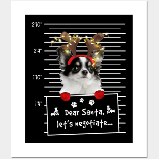 White Long Haired Chihuahua Dear Santa Let's Negotiate Posters and Art